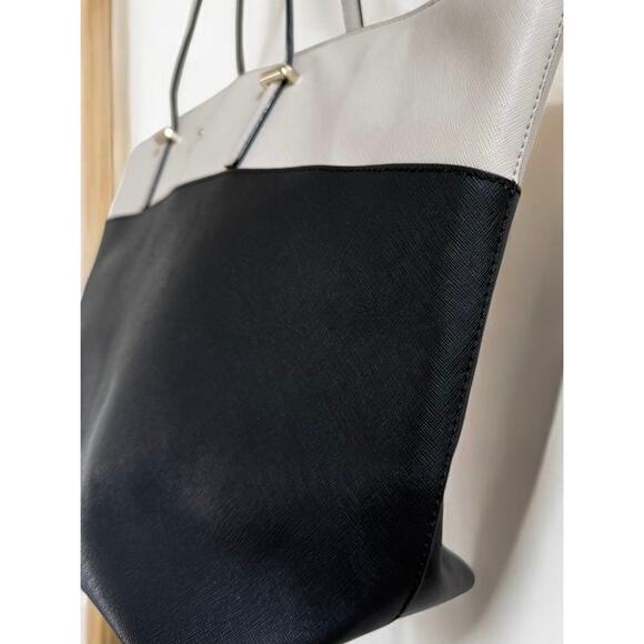 Kate Spade Cedar Street Harmony Tote Two-Tone Black & Beige Leather Shoulder Bag - Picture 4 of 16